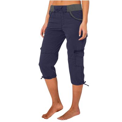 Capris for Women Casual Summer Women's Cargo Capris Trousers Pockets Women's Cargo Capris Hiking Pants Lightweight Outdoor Athletic Running Travel Casual Loose Comfy Cute Pockets
