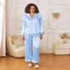 Ekouaer Womens Silk Satin Pajama Sets 2 Piece Sleepwear Pjs Set Long Sleeve Button Down Top and Pants Stripe Loungewear,XL view 3