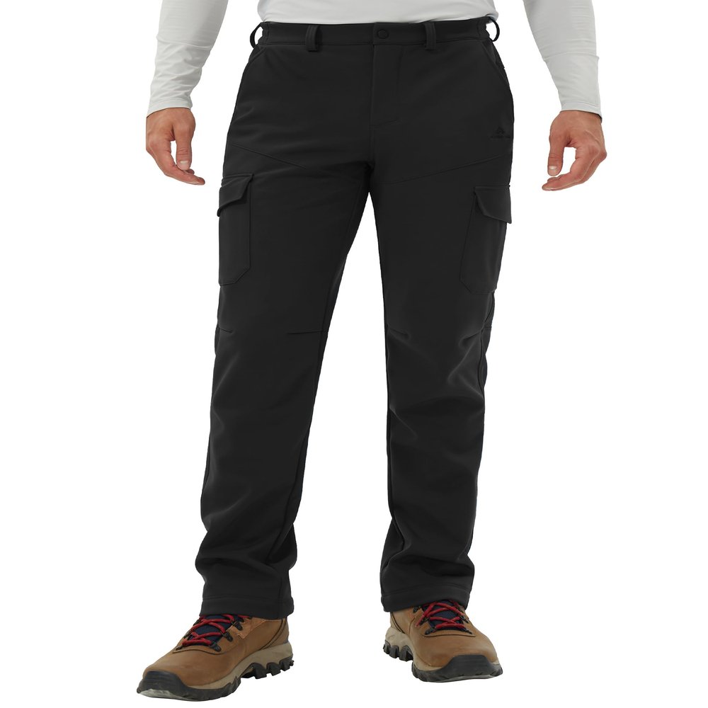 Pioneer Camp Men's Snow Ski Pants Waterproof Fleece Lined Outdoor Softshell Insulated Cargo Hiking Winter Pants Snowboard