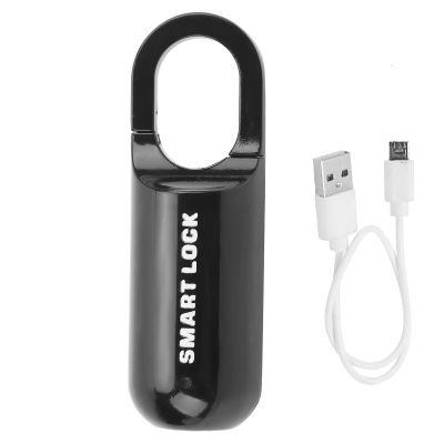 Fingerprint Lock, AntiTheft Security USB Rechargeable Thumbprint Padlock for Luggage Case Fingerprint Lock (Black)