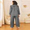 Ekouaer Womens Silk Satin Pajama Sets 2 Piece Sleepwear Pjs Set Long Sleeve Button Down Top and Pants Stripe Loungewear,M view 2