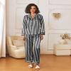 Ekouaer Womens Silk Satin Pajama Sets 2 Piece Sleepwear Pjs Set Long Sleeve Button Down Top and Pants Stripe Loungewear,M view 3