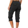 Capris for Women Casual Summer Women's Cargo Capris Relaxed Fit Low Waist Lightweight Trousers Pockets Women's Cargo Capris Hiking Joggers Pants with Pockets Lightweight Outdoor Casual view 4