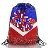 Cheer Drawstring Backpack Cheerleading Drawstring Gym Bag Cheerleader Gifts for Cheerleader (Blue&Red,1 Pcs)