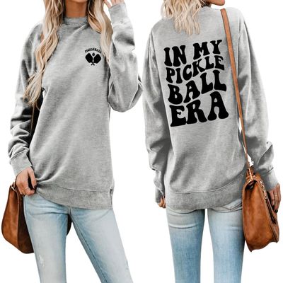 Btacifir in My Pickleball Era Sweatshirt, Cute Pickleball Shirts Women Crewneck Pickleball Mom Sweater Pickleball Lover Gifts Grey