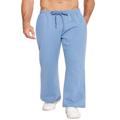 PINSPARK Men's Sweatpants Open Bottom Fleece Flared Sweat Pants Athletic Lounge Cotton Yoga Pants with Pockets 2XL Grey Blue