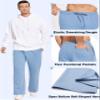 PINSPARK Men's Sweatpants Open Bottom Fleece Flared Sweat Pants Athletic Lounge Cotton Yoga Pants with Pockets 2XL Grey Blue view 4