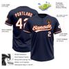 Navy Orange White Mens Softball Uniforms Baseball Bulk Jerseys Two Button Pullover Softball Jerseys for Adult Slowpitch Custom Team Jersey view 2