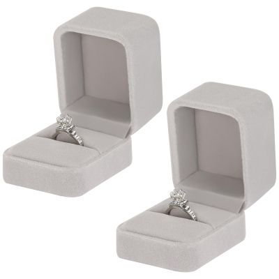 KUKUVR 2 Pieces Velvet Ring Gift Box, Small Ring Storage Boxes for Proposal Wedding Engagement Christmas Valentine's Day, Ring Earrings Stud Holder Display box for Woman