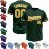 DarkGreen White Yellow Mens Softball Uniforms Baseball Bulk Jerseys Two Button Pullover Softball Jerseys for Adult Slowpitch Custom Team Jersey view 1