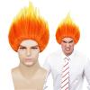 Aicos Orange Yellow Flame Fire Wig for Men Women Anger Cosplay Wigs for Halloween Costume+Wig Cap view 1