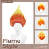 Aicos Orange Yellow Flame Fire Wig for Men Women Anger Cosplay Wigs for Halloween Costume+Wig Cap view 2