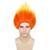 Aicos Orange Yellow Flame Fire Wig for Men Women Anger Cosplay Wigs for Halloween Costume+Wig Cap view 3