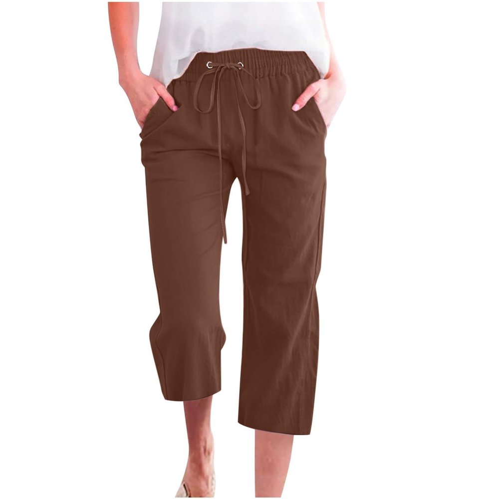 2024 Womens Capris with Pockets Loose Fit Casual Capri Pants Dressy Lightweight Ladies Baggy Cargo Pants for Hiking Plus Size Capris for Women Palazzo Pants