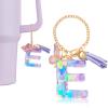 DECZHIYU Letter Charms for Stanley Cup with Handle, Initial E Charms Accessories for Stanley Tumbler, Purple Charm for Key Purse Handbags Backpacks, Cute Initial Letter Charm with Butterfly Tassel view 1