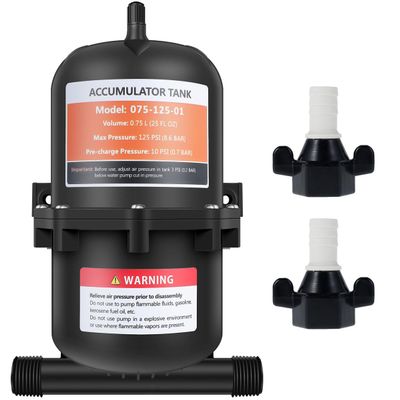 Abizarch Accumulator Tank with Internal Bladder Pressurized Water Pump Flow Control Water Pressure Booster Pump Pressure Storage Vessel Hold Water 125 psi 23.5 oz for Boat Marine RV Caravan(125 psi)