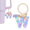 DECZHIYU Letter Charms for Stanley Cup with Handle, Initial W Charms Accessories for Stanley Tumbler, Purple Charm for Key Purse Handbags Backpacks, Cute Initial Letter Charm with Butterfly Tassel view 1