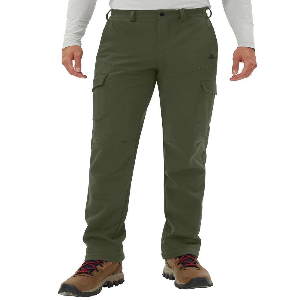 Pioneer Camp Men's Snow Ski Pants Waterproof Fleece Lined Outdoor Softshell Insulated Cargo Hiking Winter Pants Snowboard