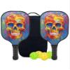 KUAVETO Carbon Fiber Pickleball Paddles Set, All The DIY Fun You can Have with Sugar Skull-BN597 Pattern Custom Made Honeycomb Polymer Core- Includes 2 Paddles, 4 Balls, and a Carry Bag view 1
