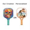 KUAVETO Carbon Fiber Pickleball Paddles Set, All The DIY Fun You can Have with Sugar Skull-BN597 Pattern Custom Made Honeycomb Polymer Core- Includes 2 Paddles, 4 Balls, and a Carry Bag view 3