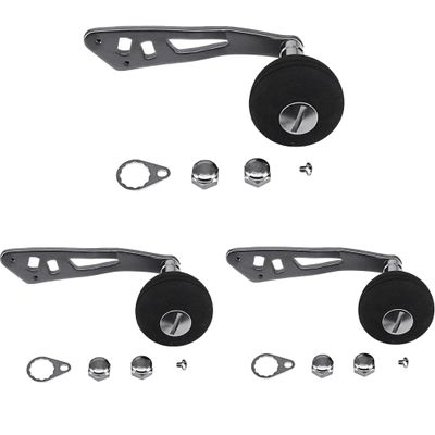 ABCISI Single Fishing Reel Handle Knob: 3 Pack Fishing Reel Handle Replacement, Power Handle EVA Knob Fishing Reel Replacement Parts for Baitcasting Drum Raft Reel Repair (Silver, Set 1)
