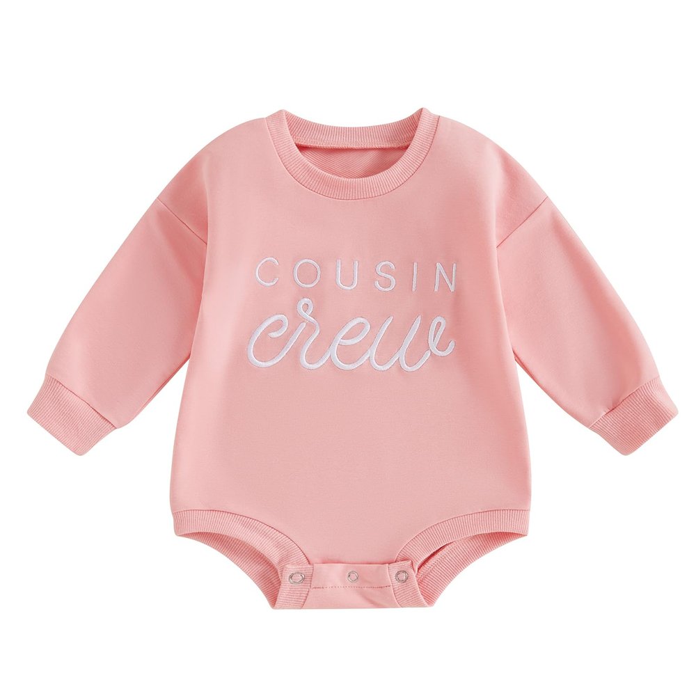 baorji Newborn Baby Boy Girl Bubble Romper Cousin Crew Embroidery Long Sleeve Bodysuit Infant One Piece Fall Outfit