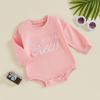 baorji Newborn Baby Boy Girl Bubble Romper Cousin Crew Embroidery Long Sleeve Bodysuit Infant One Piece Fall Outfit view 3