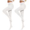 Century Star 2 Pairs Womens Tights Opaque Ballet Dance Tights Stockings for Women Pantyhose High Waist 80D Control Top Nylons 2 Pairs White Medium-Large view 1
