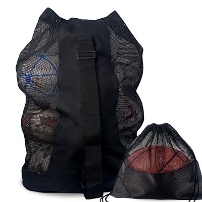 VIPOKO 1/2pcs Soccer Ball Bag,Adjustable Shoulder Strap Extra Large and 1pcs Drawstring Mesh Ball Bag,Heavy Duty Soccer Ball Bags for Coaches,Mesh Equipment Bag for Basketball,Football, Volleyball