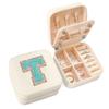 SANDJEST Personalized Jewelry Box, White Travel Jewelry Box with Initial T, Small Monogrammed Jewelry Case Organizer for Girls Women Teen Kids, Mini Travel Essentials Gifts for Birthday Christmas view 1