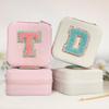 SANDJEST Personalized Jewelry Box, Pink Travel Jewelry Box with Initial T, Small Monogrammed Jewelry Case Organizer for Girls Women Teen Kids, Mini Travel Essentials Gifts for Birthday Christmas view 4