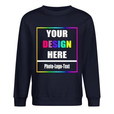 GSORIOP Custom Sweatshirt with Photo Logo Text Personalized Crewneck Sweater for Men Women, 2XL-NavyBlue