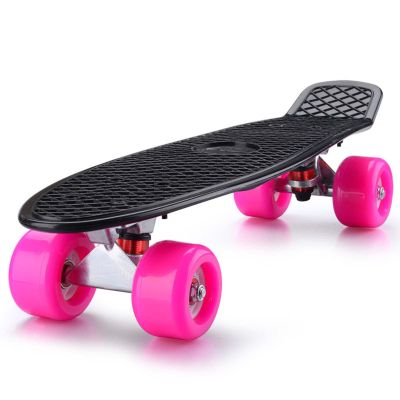23 inch Mini Cruiser Retro Skateboard for Kids Boys Youths Beginners, Skateboards for Kids Ages 6-12, Non-Slip Fishtail Deck