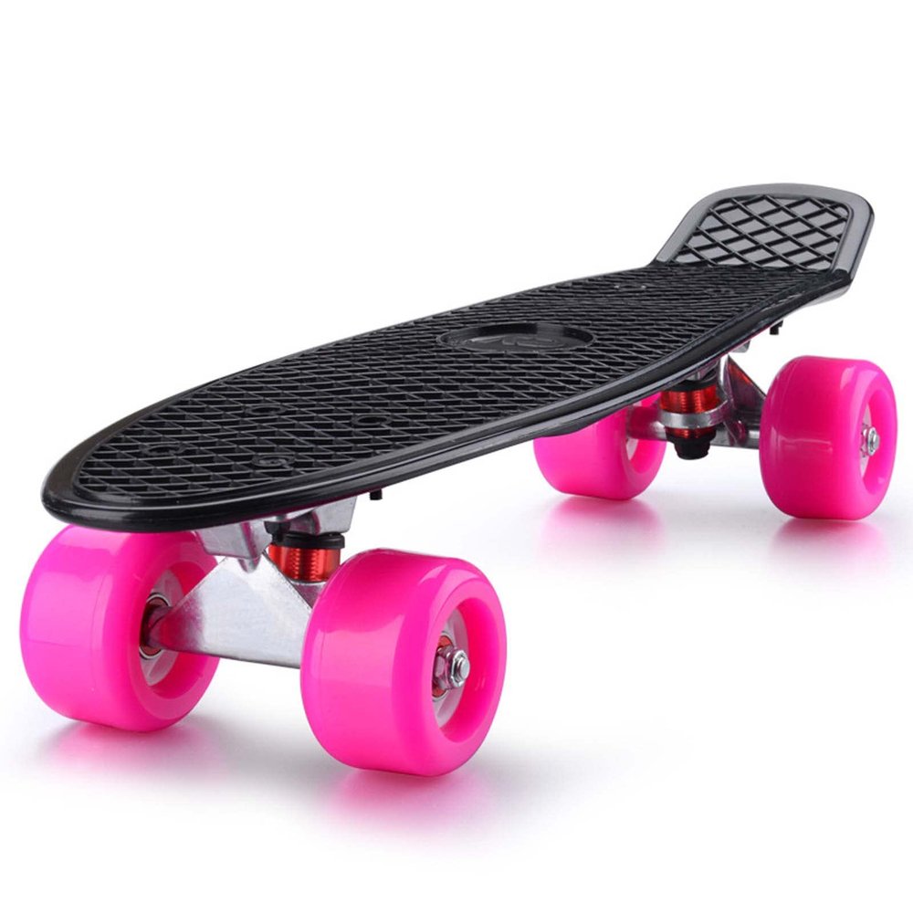 23 inch Mini Cruiser Retro Skateboard for Kids Boys Youths Beginners, Skateboards for Kids Ages 6-12, Non-Slip Fishtail Deck