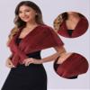 Allegra K Faux Fur Shawl Shrug for Women's Bridal Stoles Evening Party Winter Wedding Wrap Medium Burgundy view 2
