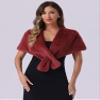 Allegra K Faux Fur Shawl Shrug for Women's Bridal Stoles Evening Party Winter Wedding Wrap Medium Burgundy view 4