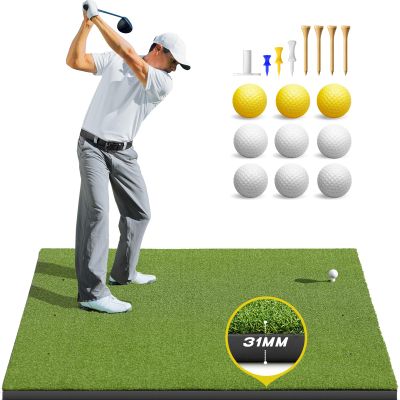 Bltend Golf Mat 31mm Thickened: 5x4ft Heavy-Duty Golf Hitting Mats Practice Indoor, Elite Dense Artificial Turf Matt Training Aid for Backyard/Garage/Driving Range/Simulators, Ideal Gifts for Men