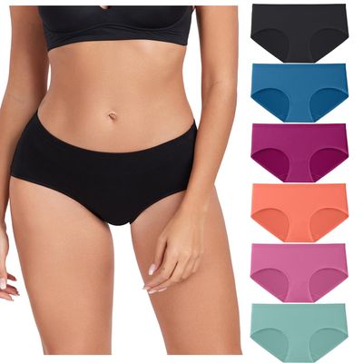 wirarpa Women's Underwear Cotton Hipster Panties Ladies Panties Black, Blue, Purple, Orange, Pink, Green Large
