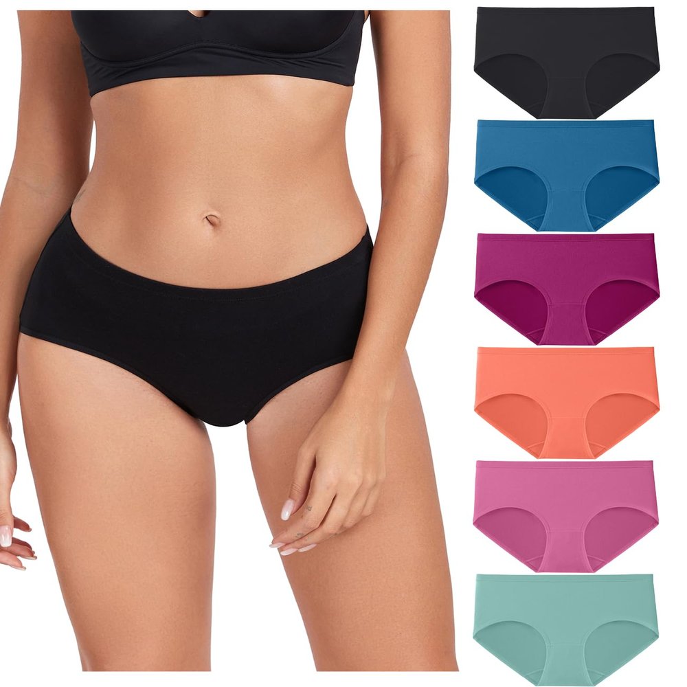 wirarpa Women's Underwear Cotton Hipster Panties Ladies Panties Black, Blue, Purple, Orange, Pink, Green Large