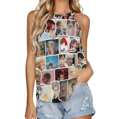 PEWWEBFDFH Troye Music Sivan Women's Tank Top Sleeveless Crew Neck Plain T-Shirt Classic Casual Sport Tee M