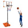 Portable Basketball Hoop Goals Outdoor System, 5.6 to 7Ft Adjustable Junior Basketball Stand Freestanding w/Stable Base & Wheels, After-School Basketball Court for Indoor/Outdoor (Orange) view 1
