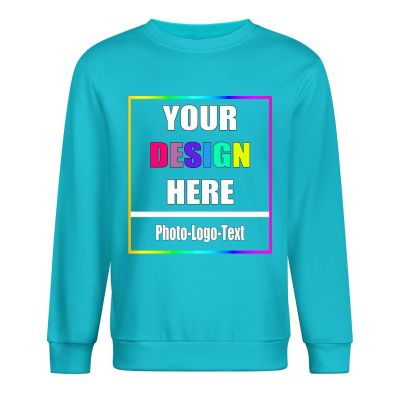 GSORIOP Custom Crewneck Sweatshirt for Women&Men Customize Your Design Picture Text DIY Gifts, 4XL-SkyBlue