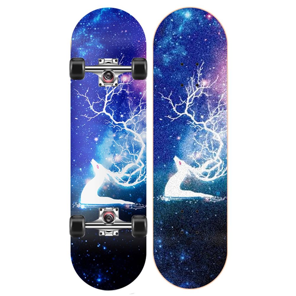 31" Complete Pro Skateboard for Girls and Boys, 7-Layer Natural Maple Double Kick Concave for Kids Teens Adults Beginners Men and Women