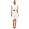 Loyan Women Color Block Liturgical Praise Dance Dress Full Length Worship Costume Asymmetrical Lyrical Dancewear White X-Large view 2