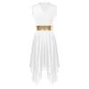 Loyan Women Color Block Liturgical Praise Dance Dress Full Length Worship Costume Asymmetrical Lyrical Dancewear White X-Large view 3