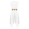 Loyan Women Color Block Liturgical Praise Dance Dress Full Length Worship Costume Asymmetrical Lyrical Dancewear White X-Large view 4