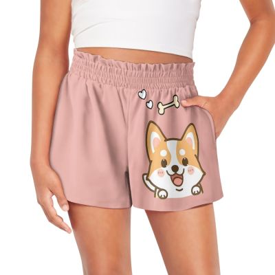 Tongluoye Cute Corgi Girls Shorts Size 7 8 High Waisted Shorts for Little Girls Casual Comfy Sport Shorts with Pockets Kids Clothes Breathable Pull On Short Pants Running Dance Activewear Pink