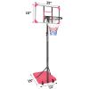 Portable Basketball Hoop Goals Outdoor System, 5.6 to 7Ft Adjustable Junior Basketball Stand Freestanding w/Stable Base & Wheels, After-School Basketball Court for Indoor/Outdoor (Pink) view 2