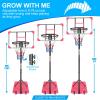 Portable Basketball Hoop Goals Outdoor System, 5.6 to 7Ft Adjustable Junior Basketball Stand Freestanding w/Stable Base & Wheels, After-School Basketball Court for Indoor/Outdoor (Pink) view 4