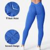 YEOREO Liz Scrunch Workout Leggings for Women High Waisted Butt Lifting V Back Waist Seamless Gym Yoga Leggings Royal Blue L view 4